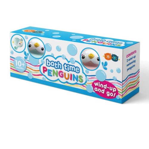 סט  פינגוינים שוחים באמבטיה