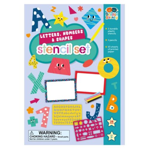 ערכת שבלונות ועפרונות - אותיות, מספרים וצורות  (1 כמות = 3 יח')